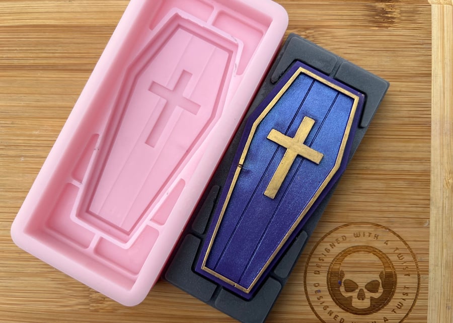 3d Coffin Snapbar Silicone Mold for Wax. Wax Melt Silicone Mould.