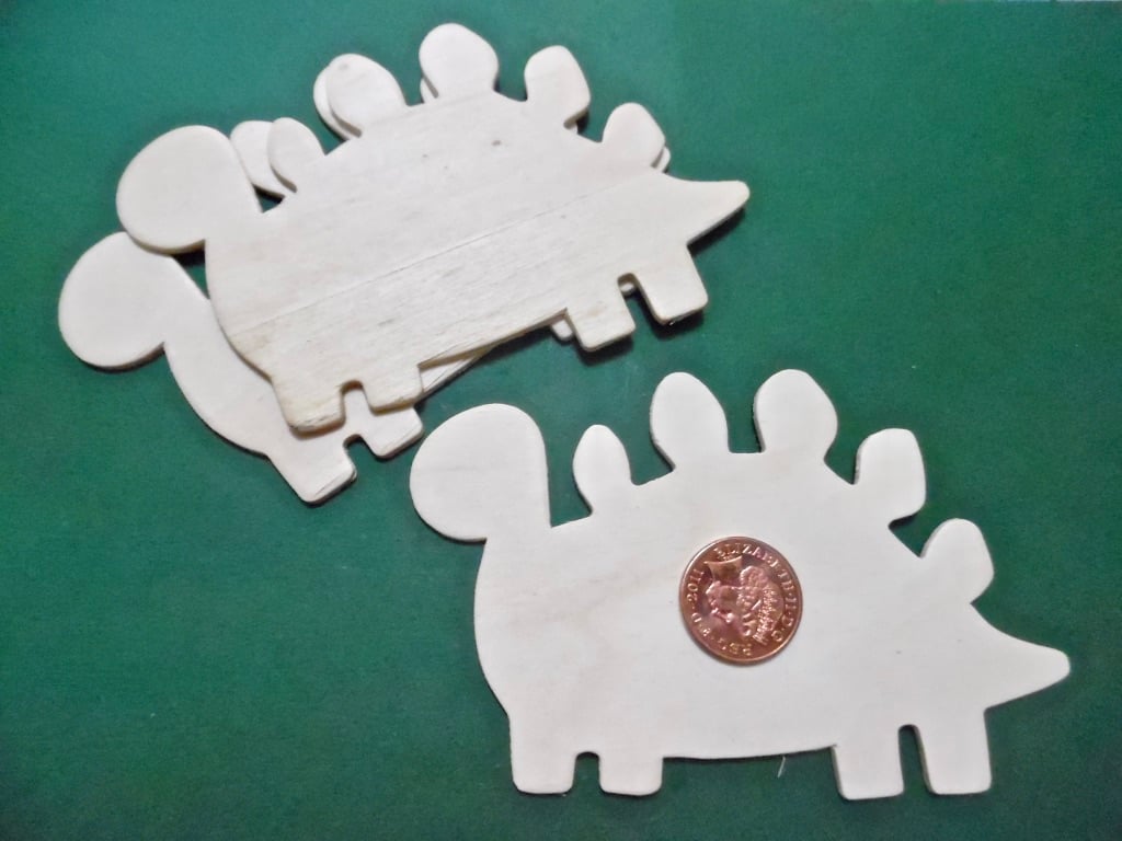 5 x Wooden Plaques   Unfinished 3mm Plywood Dinosaur Shape NOT laser cut