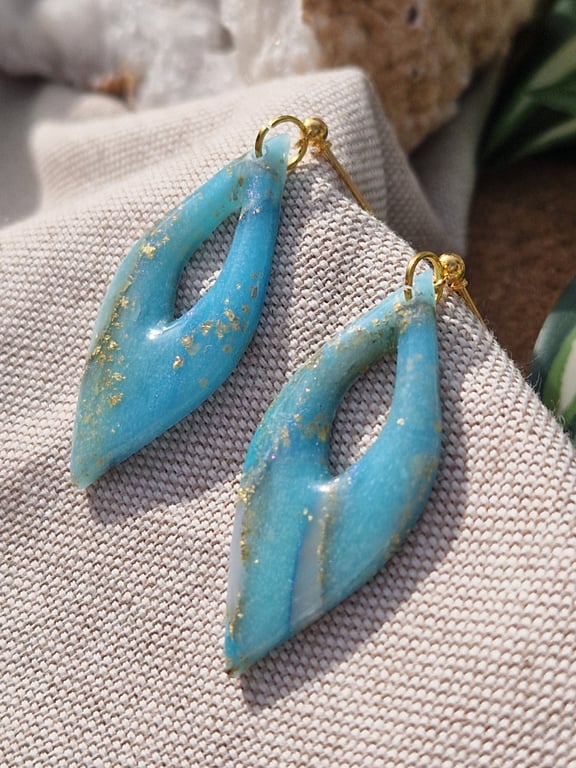 Polymer Clay Teardrop Earrings: Shoreline 