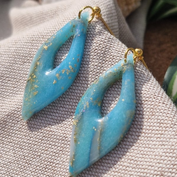 Polymer Clay Teardrop Earrings: Shoreline 