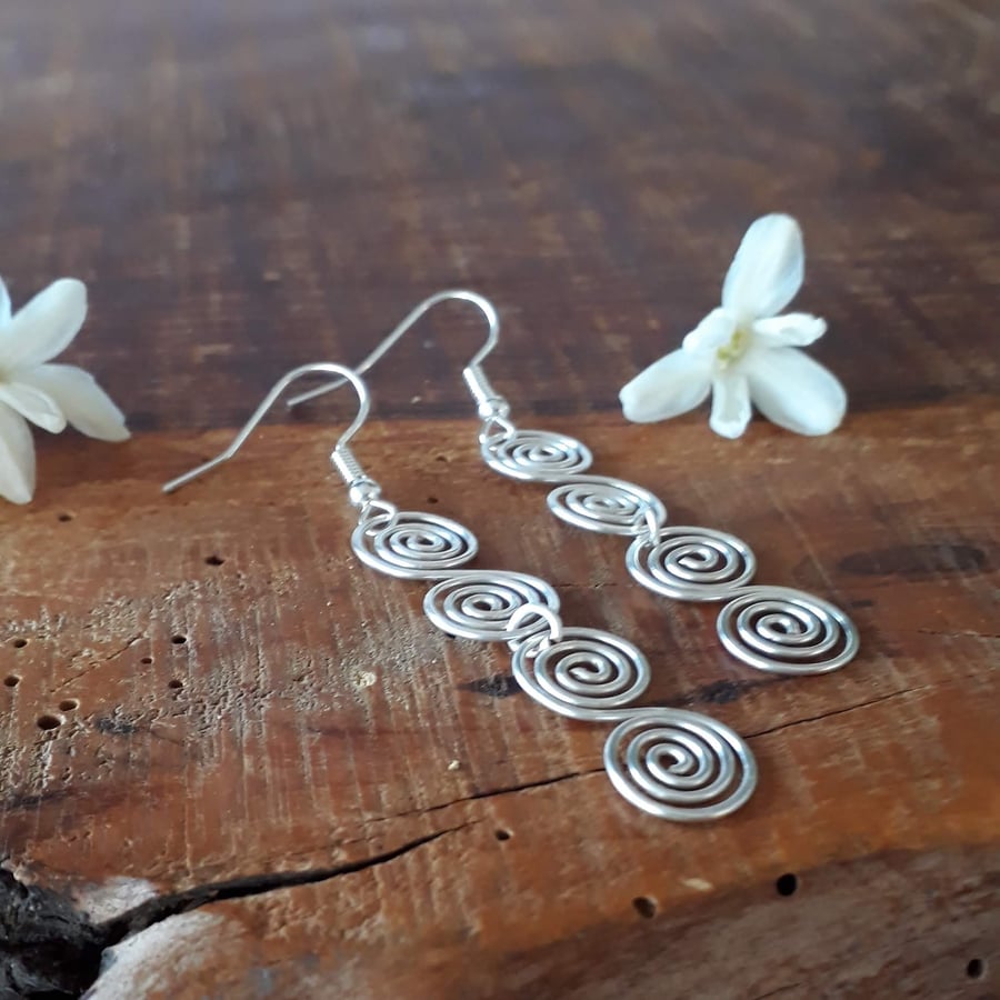 Celtic Spiral Earrings, silver jewellery silver earrings Christmas gifts