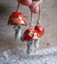 ceramic hanging mushroom dark orange small - Image 1