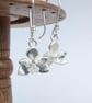 Silver Orchid Earrings - Handmade Silver Flower Drop Earrings - Image 3