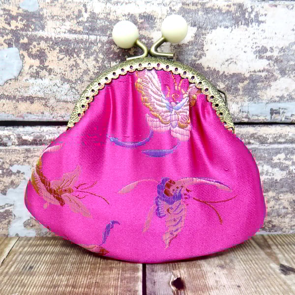 Pink satin coin purse