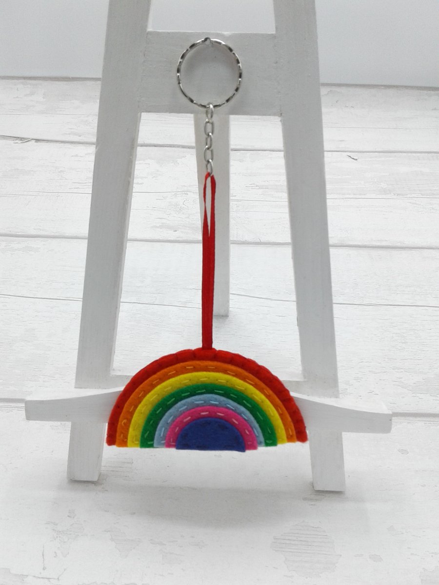 Rainbow of hope. Felt rainbow key ring. Letterbox gift. Gift for all.