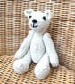 Handmade 8" White Teddy Bear knitted in 100% Wool - Image 1