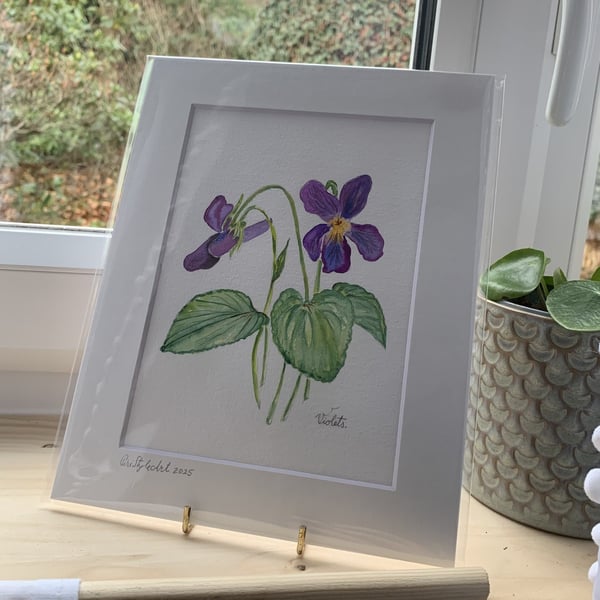 Original watercolour painting - Violets