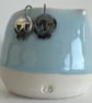 Spooky Silver Skull Earrings for Halloween with a touch of gold - Image 7