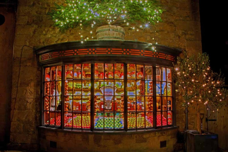 Broadway Christmas Lights Cotswolds UK Photograph Print