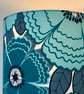 Retro BIG Floral Flower Lampshade 70s 60s BORAS Blue Teal Grey vintage fabric - Image 5