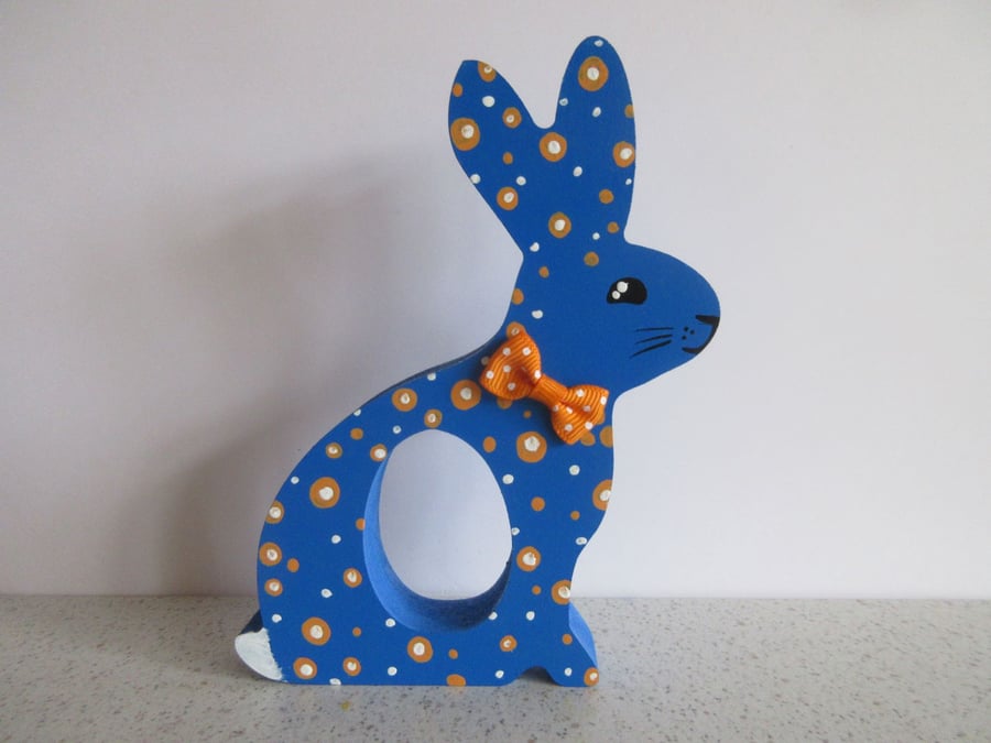 Easter Bunny Chocolate Egg Holder Wooden Hand Painted 