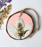 Real Pressed Flower, Rustic Wood Slice Hanging Decoration