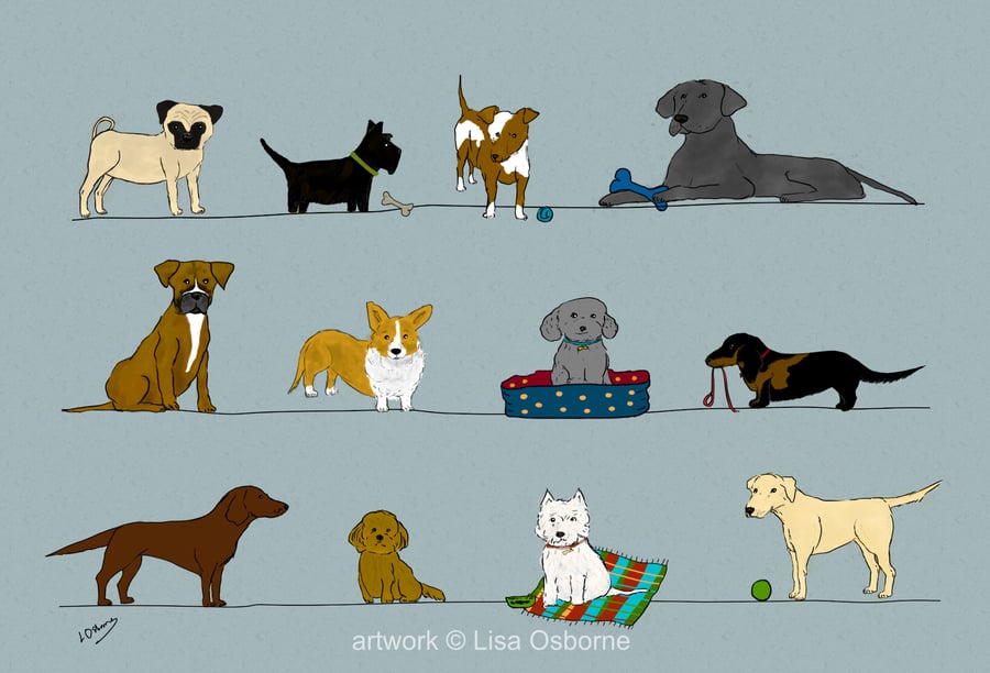 Lots of dogs - A5 print of dogs