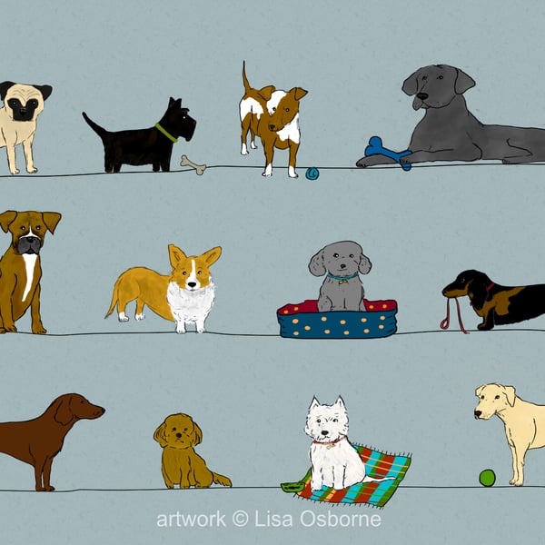 Lots of dogs - A5 print of dogs