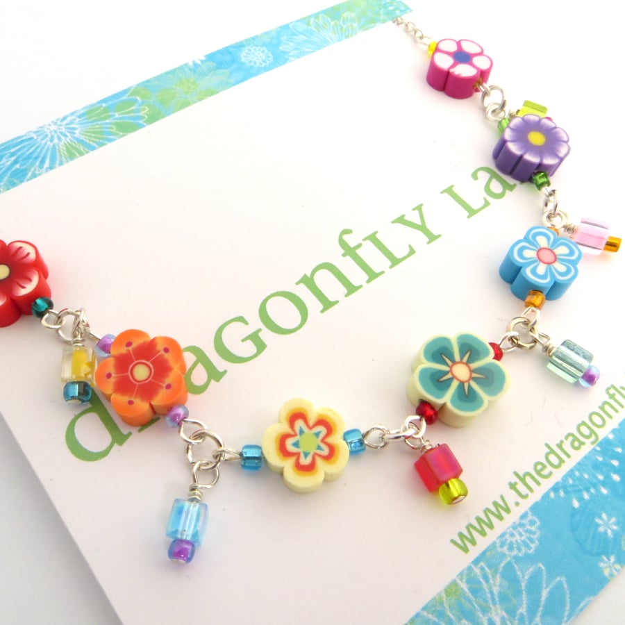 Tropical Flower Necklace, Daisy Chain Necklace