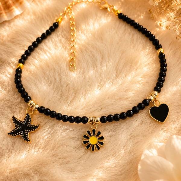 Black Coastal Charm Anklet 