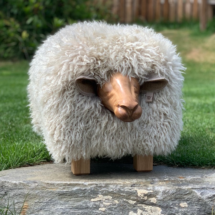 Sheep Footstool - Beige Curly