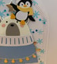 Handmade Christmas Wishes Card – Modern Bear & Penguin Christmas Card - Image 5