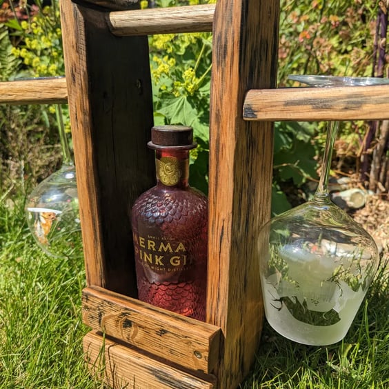 Whiskey Barrel Oak Wine Gin Caddy