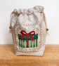 Double Sided Fabric Christmas Gift Bag – Bauble and Present Motif  - Image 3