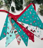 Handmade Fabric Bunting 7 Flags - Dogs at Christmas 