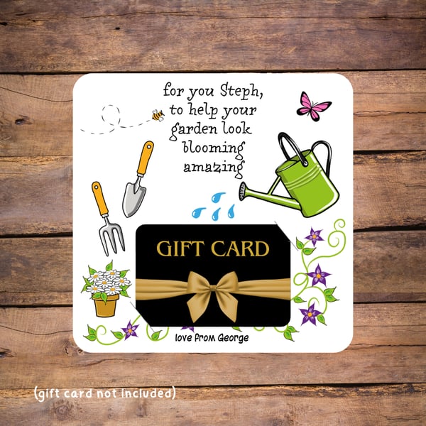 Gardening Gift Card Holder, personalised 