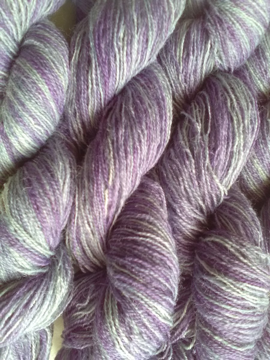 25g Hand-dyed Laceweight Lambswool lavender pale blue mix