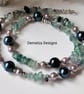 Designer Rainbow Fluorite & Shell Pearl Necklace  - Image 1