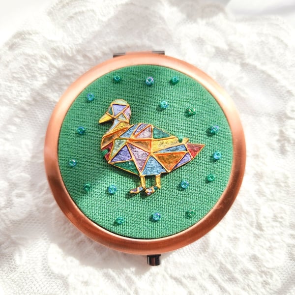 Mosaic Duck Double-sided Pocket Mirror