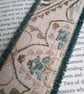 Textile bookmark - aqua green embroidered curtain, wool and velvet fabrics - Image 6
