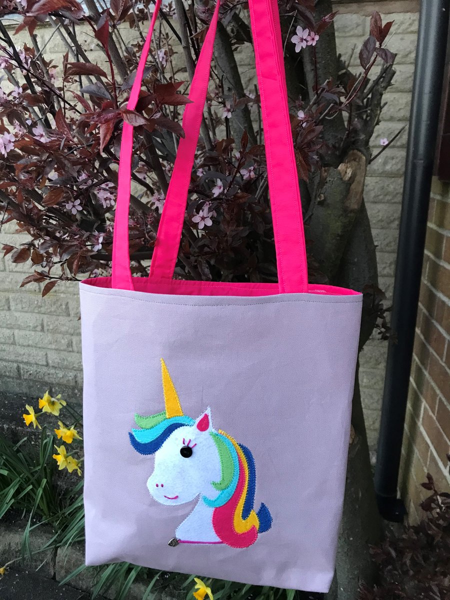 Appliqued Unicorn on a Tote Bag