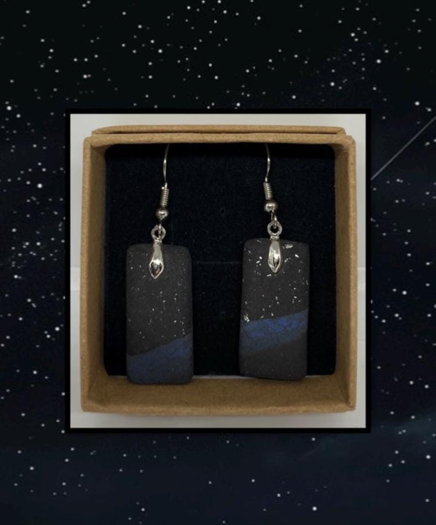 Night sky lightweight clay earrings