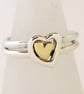 Silver & 9ct gold 2 interlocking Heart Rings - Image 1