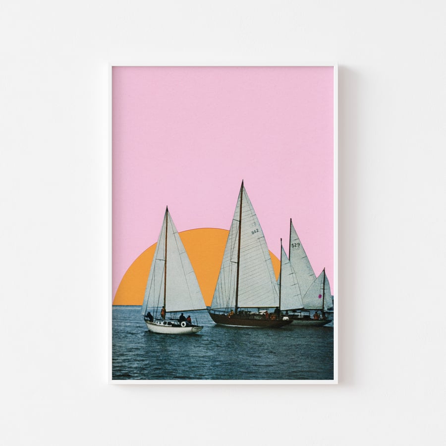 Boat Art Print - Into the Sunset