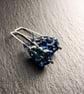 Xmas Tree Earrings In Blue Dichroic Glass With Hand Forged 925 Silver Wires - Image 3