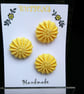 Buttons Yellow 30mm Handmade Embroidered Yorkshire Style  - Image 2