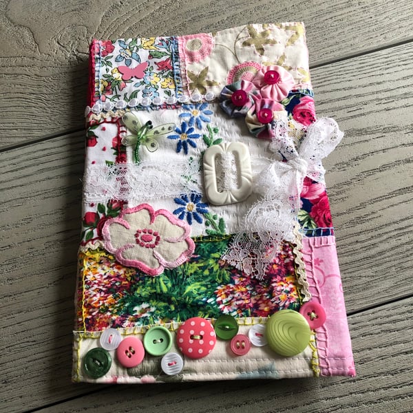 Hand Stitched Fabric Covered Journal or Note Book