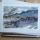 Mountains. Handpainted Blank Card.