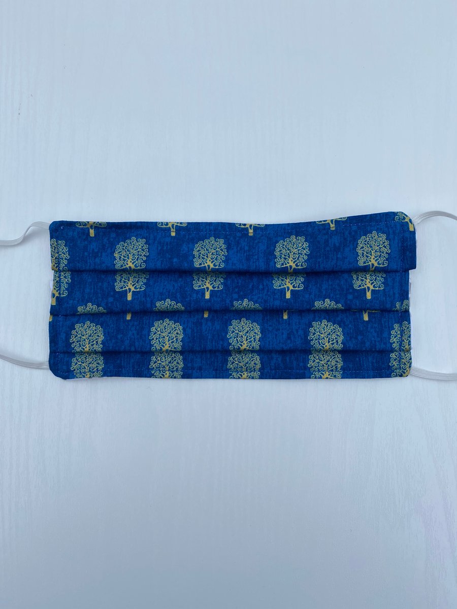 Blue and Gold Tree Face Mask