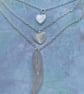 Set of 3 layered necklaces with rose quartz and mother of pearl charms - Image 5