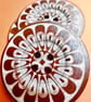 6cm Raised Edge  Brown Patterned Large Wood  Buttons FEATHER pattern - Image 2