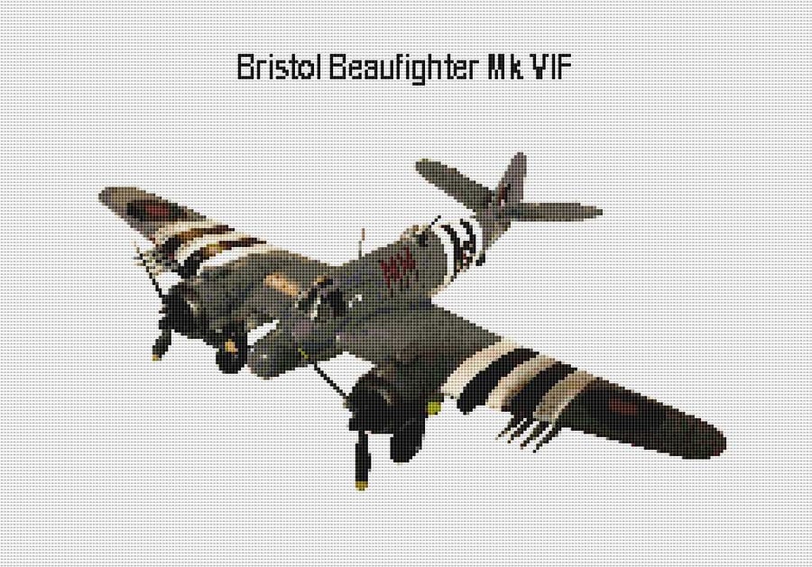 Bristol Beaufighter (plane) cross stitch chart
