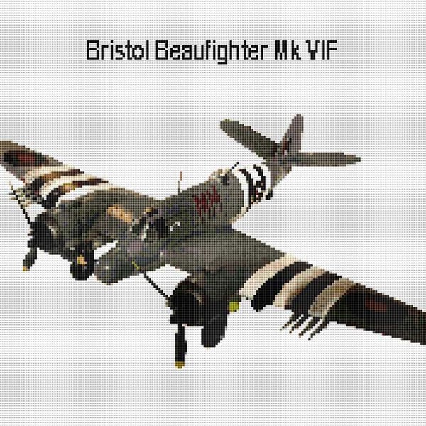 Bristol Beaufighter (plane) cross stitch chart