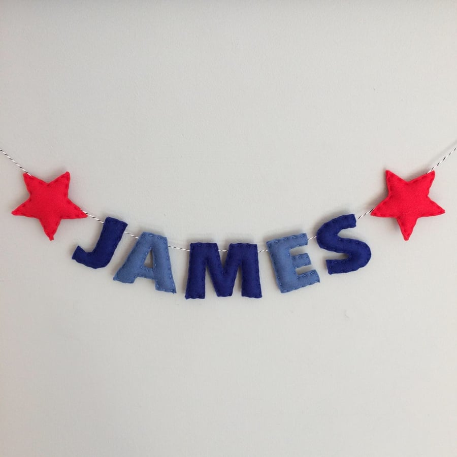 Heart, Star, Mountain, Trees or Moon Fairly Amy Baby Nursery Name Garland Banner