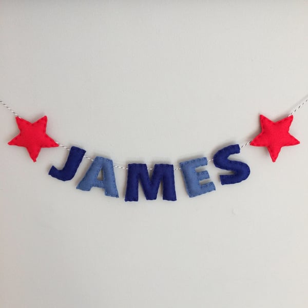 Heart, Star, Mountain, Trees or Moon Fairly Amy Baby Nursery Name Garland Banner