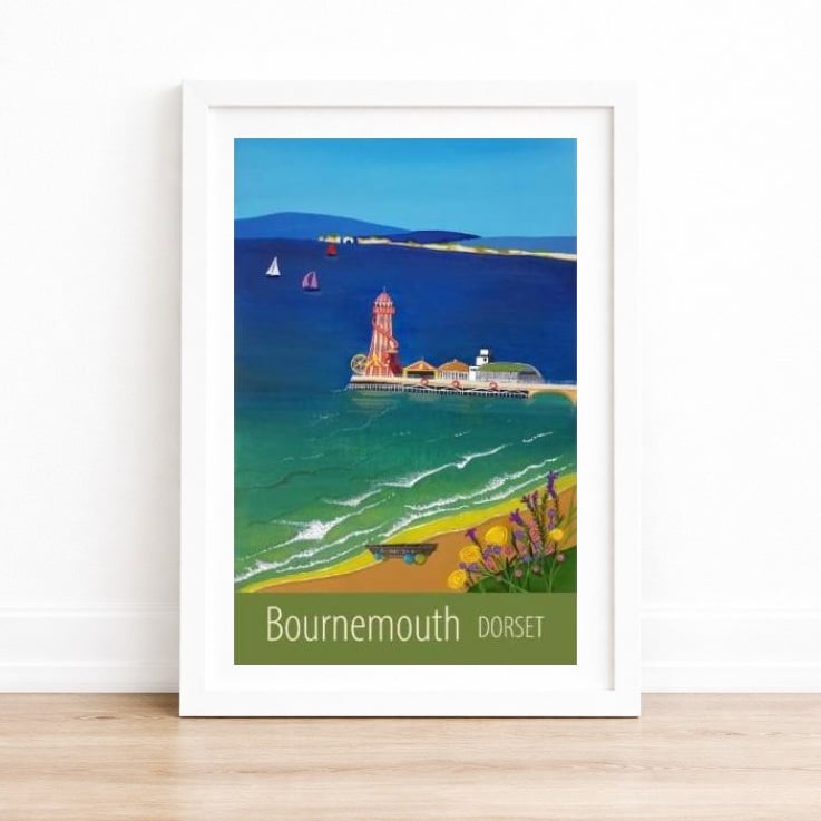 Bournemouth Dorset travel poster print by Susie West
