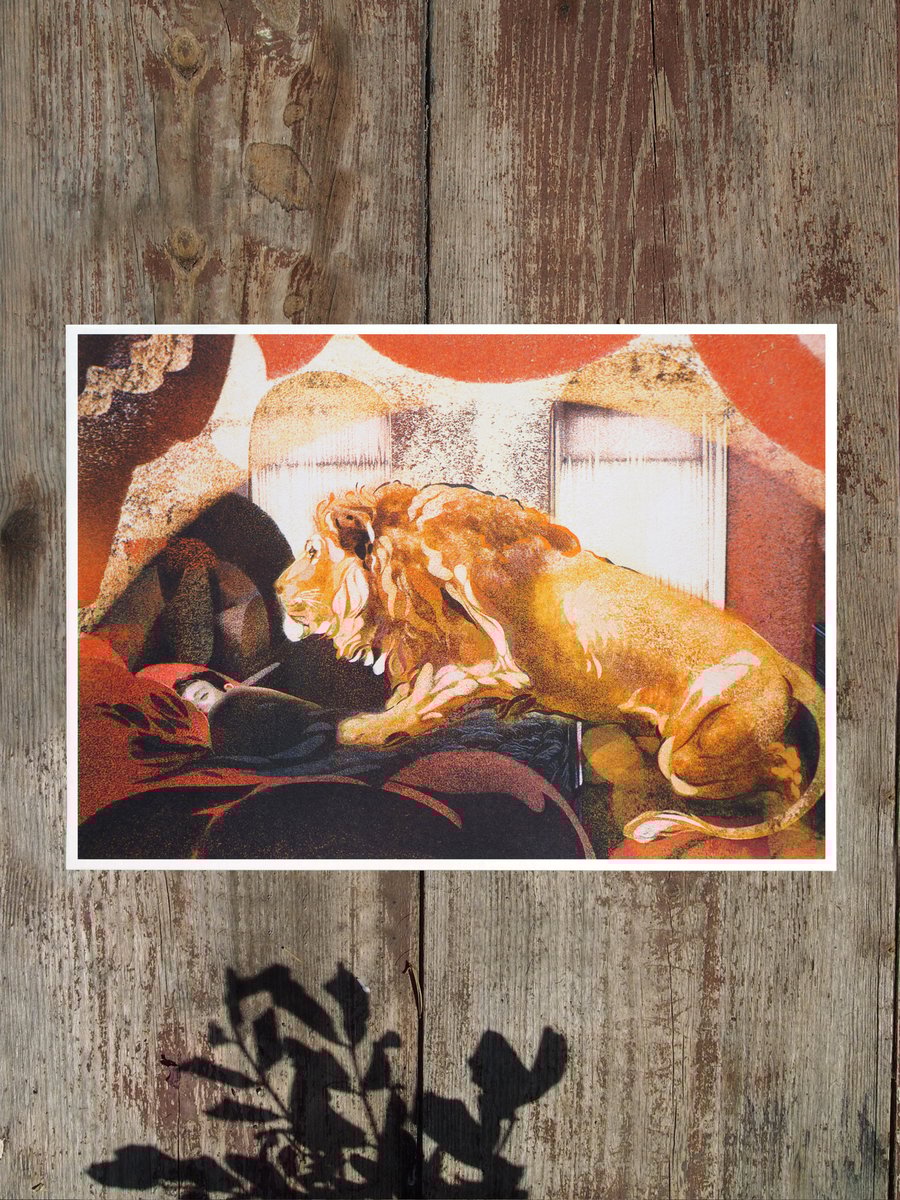 A Visit in Gold A5 Risograph Print