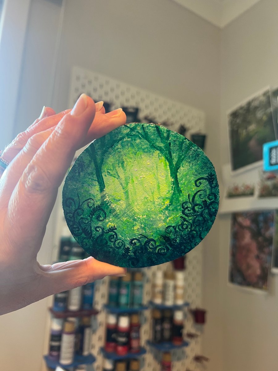 Hand Painted Wood Slice, Fairytales - Briar Rose, Wood Painting, Rustic Décor