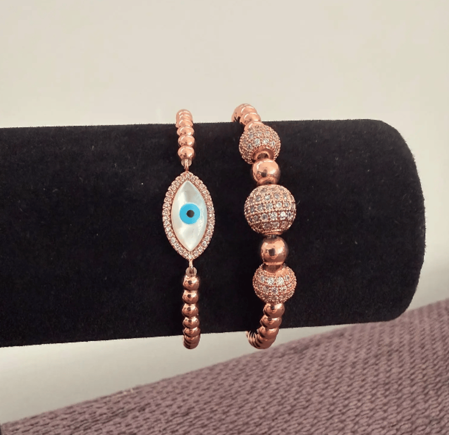 Rose Gold Sparkle Evil Eye Set