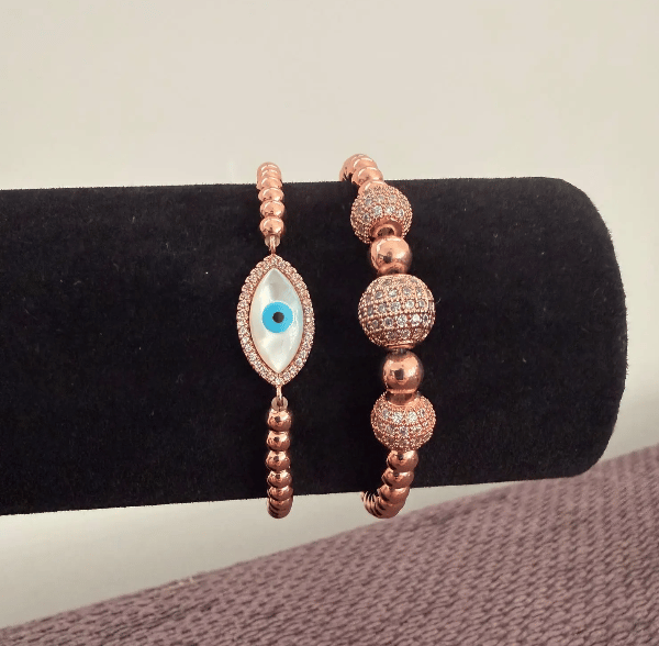 Rose Gold Sparkle Evil Eye Set